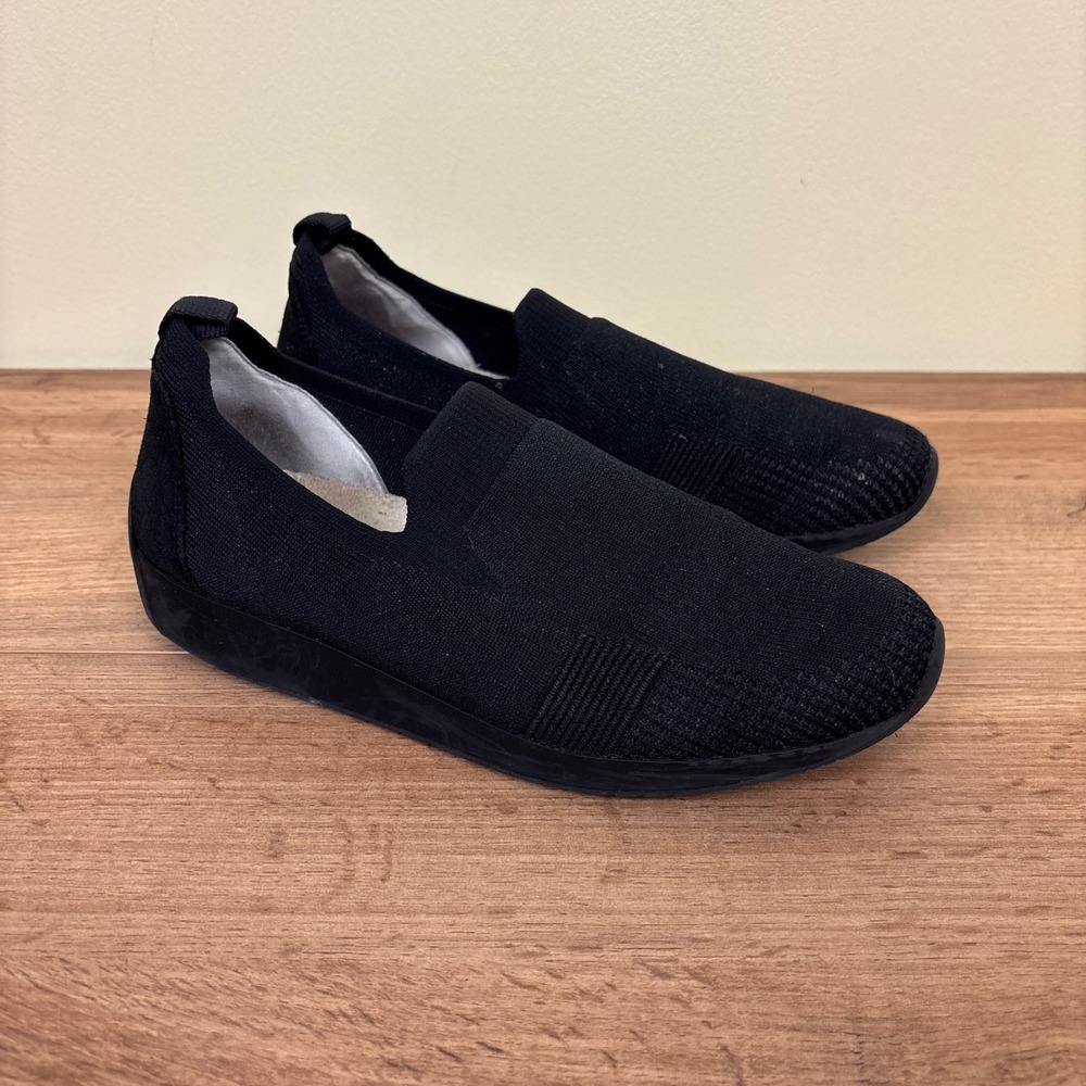 ARA Leena Sneaker Black Woven Knit Women Size 5 Slip On Casual‎ Comfort Stretch